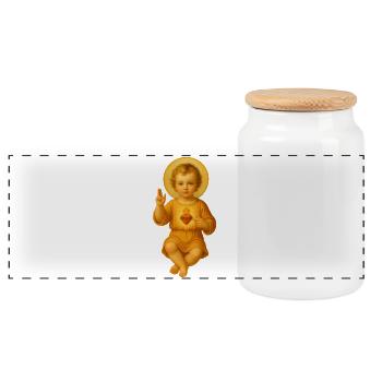 Motif Jeune Sacré-Coeur - Boîte à biscuits avec couvercle en bois - blanc - Devant