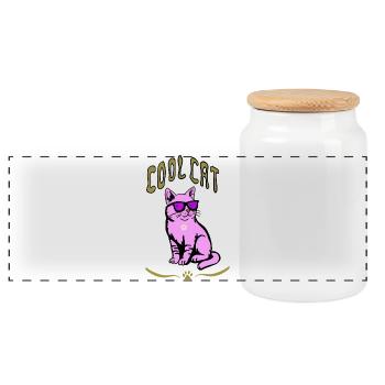 Style de lunettes de soleil chat rose - Boîte à biscuits avec couvercle en bois - blanc - Devant