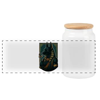 Anubis - Panoramic Cookie Jar with Wooden Lid - white - Front