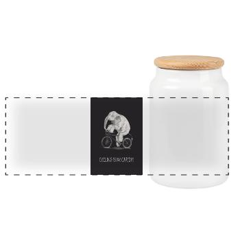 Cycling Is My Cardio - Panoramic Cookie Jar with Wooden Lid - white - Front