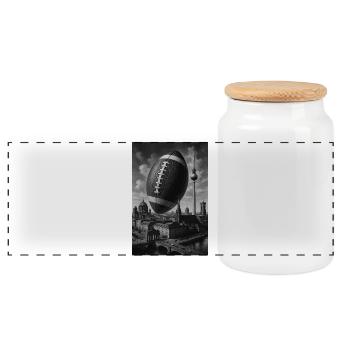 Berlin Football Skyline - Panoramic Cookie Jar with Wooden Lid - white - Front
