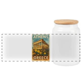 Athens Greece – Retro Travel Poster - Panoramic Cookie Jar with Wooden Lid - white - Front