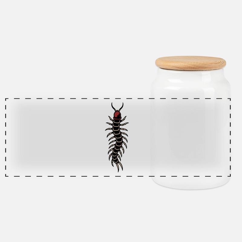 Centipede - Panorama Keksdose mit Holzdeckel - Weiß