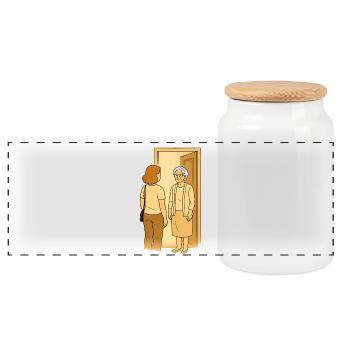 Oma Karin - Panorama Keksdose mit Holzdeckel - Weiß - Vorne