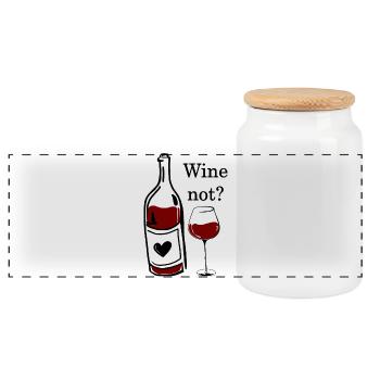 wine not - why not - why not pun wine - Panoramic Cookie Jar with Wooden Lid - white - Front