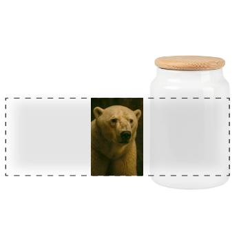 Animaux - Ours polaire - Boîte à biscuits avec couvercle en bois - blanc - Devant