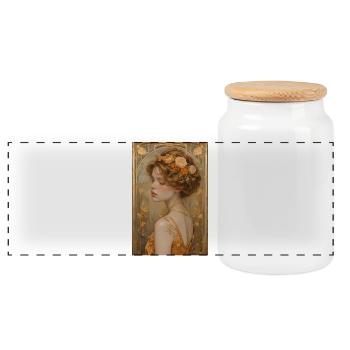 Eternal Beauty – oil on canvas - Panoramic Cookie Jar with Wooden Lid - white - Front