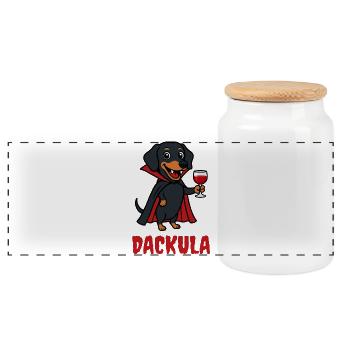 DACKULA - Panorama Keksdose mit Holzdeckel - Weiß - Vorne