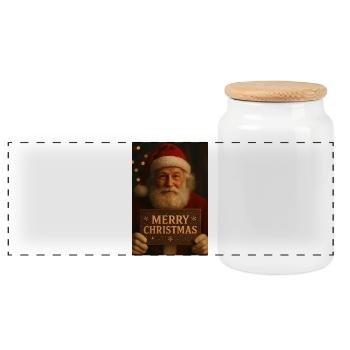 Joyeux Noël - Boîte à biscuits avec couvercle en bois - blanc - Devant