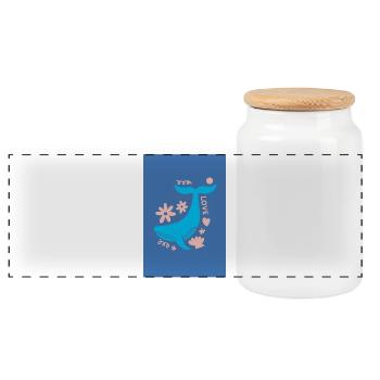 Whale Tail Floral Love - Panoramic Cookie Jar with Wooden Lid - white - Front