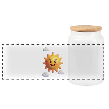 3D Sunshine Surreal – Happy Sky Vibes - Panoramic Cookie Jar with Wooden Lid - white - Front