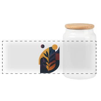 Future Fusion – Elegance meets Risography - Panoramic Cookie Jar with Wooden Lid - white - Front