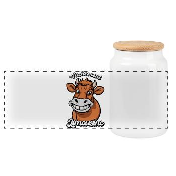Vachement Limousine Humour Rural Agricultural Gift - Panoramic Cookie Jar with Wooden Lid - white - Front