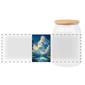 Illustration einer Naturlandschaft - Panorama Keksdose mit Holzdeckel - Weiß - Vorne