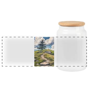 Illustration einer Naturlandschaft - Panorama Keksdose mit Holzdeckel - Weiß - Vorne