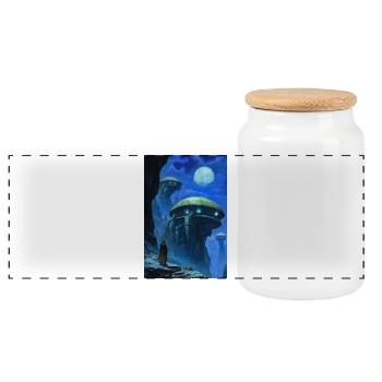 Science-Fiction-Landschaft - Panorama Keksdose mit Holzdeckel - Weiß - Vorne