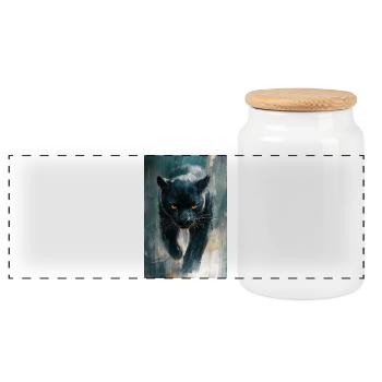 Illustration of a panther - Boîte à biscuits avec couvercle en bois - blanc - Devant