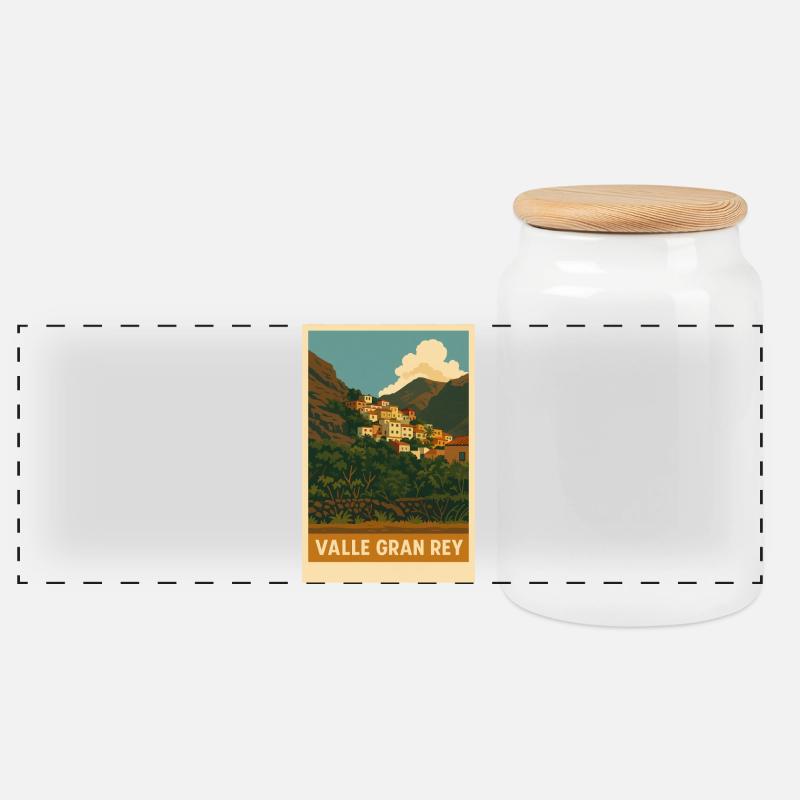 La Calera Valle Gran Rey - Boîte à biscuits avec couvercle en bois - blanc
