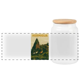 Hermigua - Boîte à biscuits avec couvercle en bois - blanc - Devant