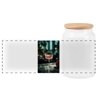 Rosa Cocktail Splash im Coupe-Glas - Panorama Keksdose mit Holzdeckel - Weiß - Vorne