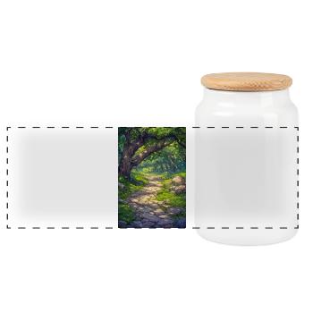 Illustration of a Forest Landscape - Boîte à biscuits avec couvercle en bois - blanc - Devant