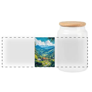 Illustration of a japan landscape - Boîte à biscuits avec couvercle en bois - blanc - Devant