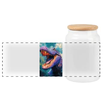 Illustration of a crocodile - Boîte à biscuits avec couvercle en bois - blanc - Devant
