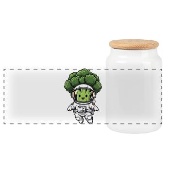 Brocoli astronaute dans l’espace Légumes du vaisseau spatial - Boîte à biscuits avec couvercle en bois - blanc - Devant