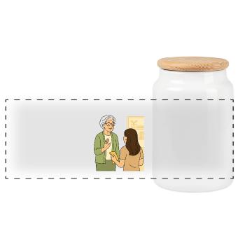 Oma Karin - Panorama Keksdose mit Holzdeckel - Weiß - Vorne