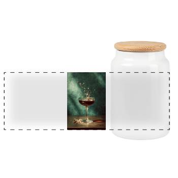 Emerald Splash Cocktail Vintage Art - Panoramic Cookie Jar with Wooden Lid - white - Front