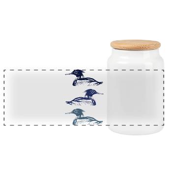MERGUS - Panoramic Cookie Jar with Wooden Lid - white - Front