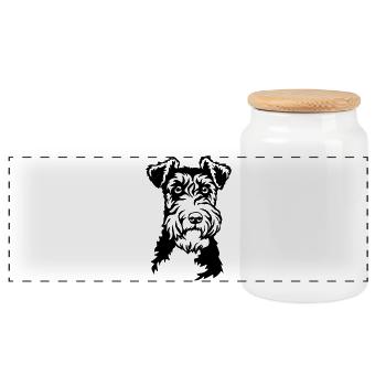 Foxterrier Kopf - Panorama Keksdose mit Holzdeckel - Weiß - Vorne
