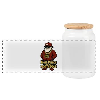 FRESH PRINCE OF THE NORTH POLE: Hip-Hop Santa - Panoramic Cookie Jar with Wooden Lid - white - Front