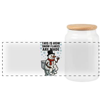 Les flocons de neige sont faits Toilette bonhomme de neige - Boîte à biscuits avec couvercle en bois - blanc - Devant