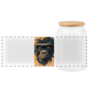 Illustration of a gorilla - Panoramic Cookie Jar with Wooden Lid - white - Front