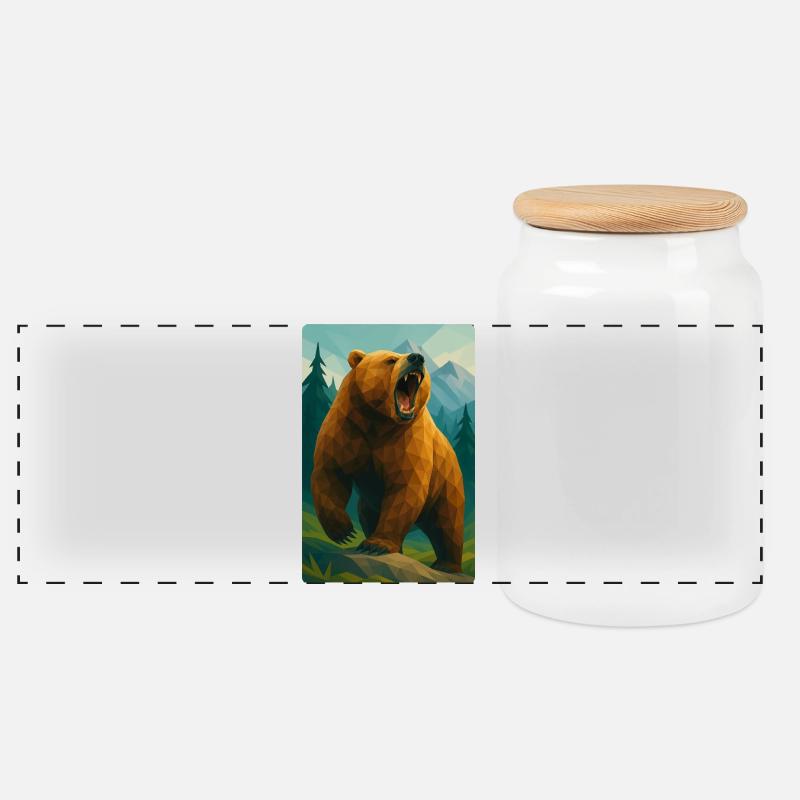 Polynature Grizzly - Panorama Keksdose mit Holzdeckel - Weiß