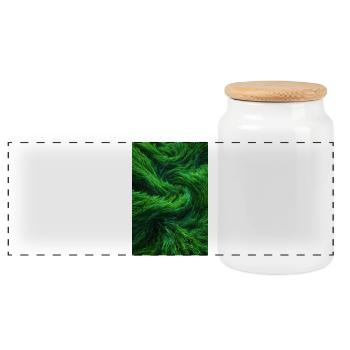 Emerald Fur Swirls - Panoramic Cookie Jar with Wooden Lid - white - Front