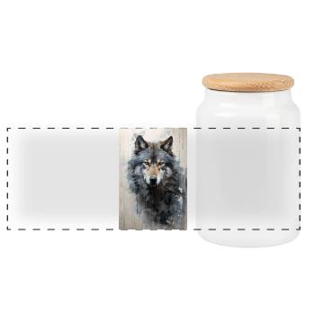 Illustration of a wolf - Boîte à biscuits avec couvercle en bois - blanc - Devant