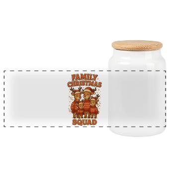 Escouade familiale de rennes Noël - Boîte à biscuits avec couvercle en bois - blanc - Devant