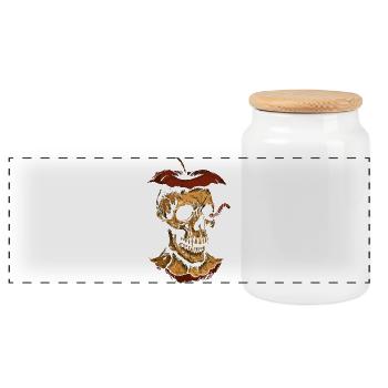 Dark Apple Skull - Panoramic Cookie Jar with Wooden Lid - white - Front