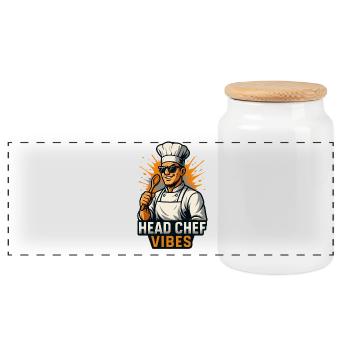 Head Chef Vibes – Chemise de chef cool - Boîte à biscuits avec couvercle en bois - blanc - Devant