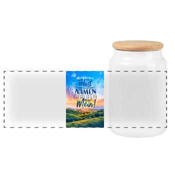 Called By Your Name - Bible Verse Lettering - Panoramic Cookie Jar with Wooden Lid - white - Front