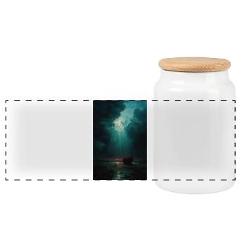 Illustration einer Naturlandschaft - Panorama Keksdose mit Holzdeckel - Weiß - Vorne