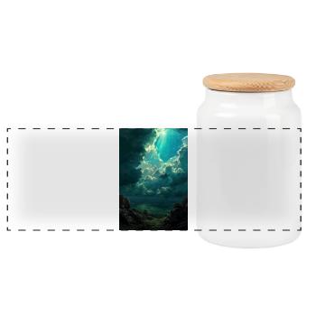 Illustration einer Naturlandschaft - Panorama Keksdose mit Holzdeckel - Weiß - Vorne