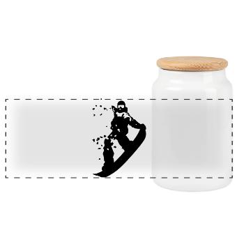 Snowboard - Panoramic Cookie Jar with Wooden Lid - white - Front