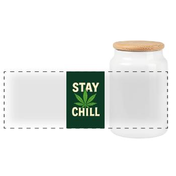 Stay Chill Cannabis Leaf - Panorama Keksdose mit Holzdeckel - Weiß - Vorne