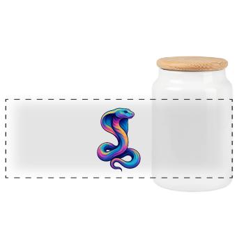 Colored snake in neon palette - Panoramic Cookie Jar with Wooden Lid - white - Front