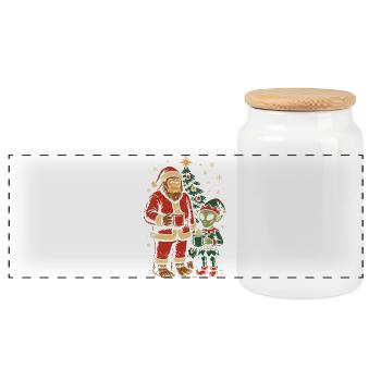 Père Noël Bigfoot Alien Elf Noël - Boîte à biscuits avec couvercle en bois - blanc - Devant