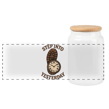 Urbex - Urban Exploration - Panoramic Cookie Jar with Wooden Lid - white - Front