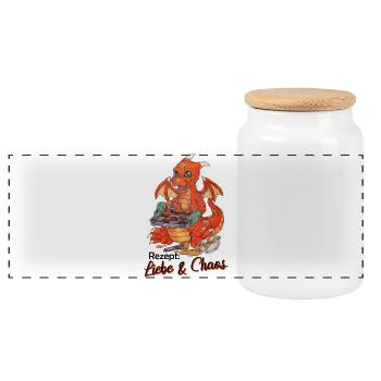 Funny Dragon Cookies Baking Christmas - Panoramic Cookie Jar with Wooden Lid - white - Front